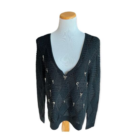 NWT Womens Dance & Motion Embellished Crocheted Sweater - Sz M/L - Picture 1 of 1